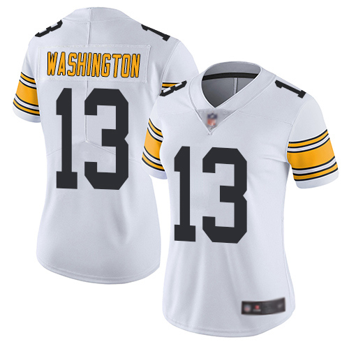 Women Pittsburgh Steelers Football #13 Limited White James Washington Road Vapor Untouchable Nike NFL Jersey
